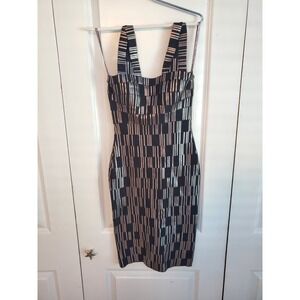Herve Leger black/silver bodycon/bandage Sheath Dress Size XS Retail $990